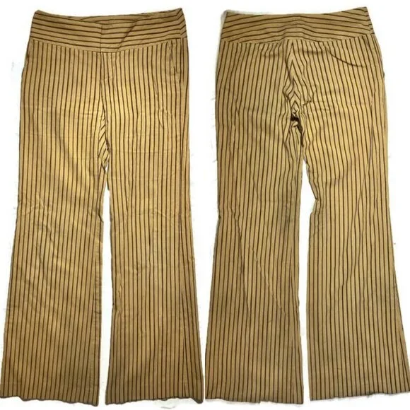 Vtg 90s Y2K black tan corduroy stripe wide leg flare pants Clueless goth grunge - Picture 2 of 6